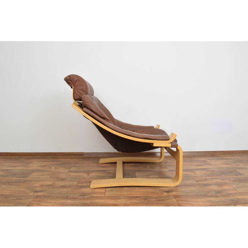 Vintage "Kroken" leather armchair by Ake Fribyter for Nelo Möbel,1970