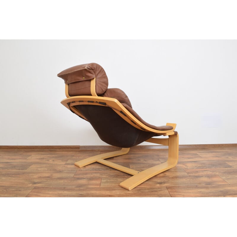 Vintage "Kroken" leather armchair by Ake Fribyter for Nelo Möbel,1970
