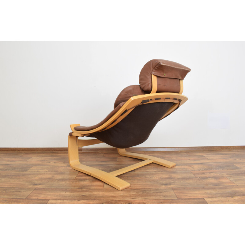 Vintage "Kroken" leather armchair by Ake Fribyter for Nelo Möbel,1970