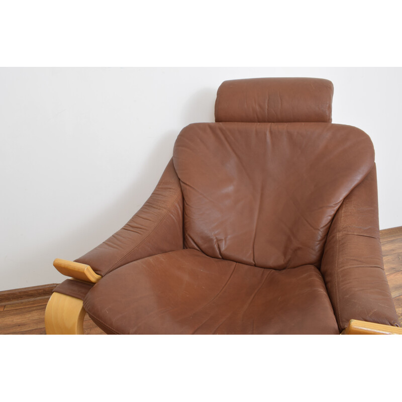 Vintage "Kroken" leather armchair by Ake Fribyter for Nelo Möbel,1970