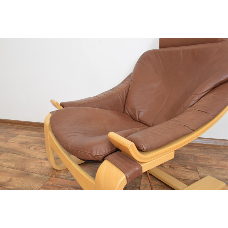 Vintage "Kroken" leather armchair by Ake Fribyter for Nelo Möbel,1970