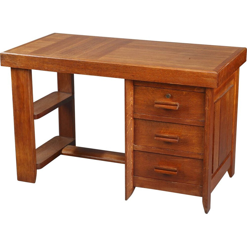 Vintage oak desk by Pierre Bloch and Charles Dudouyt