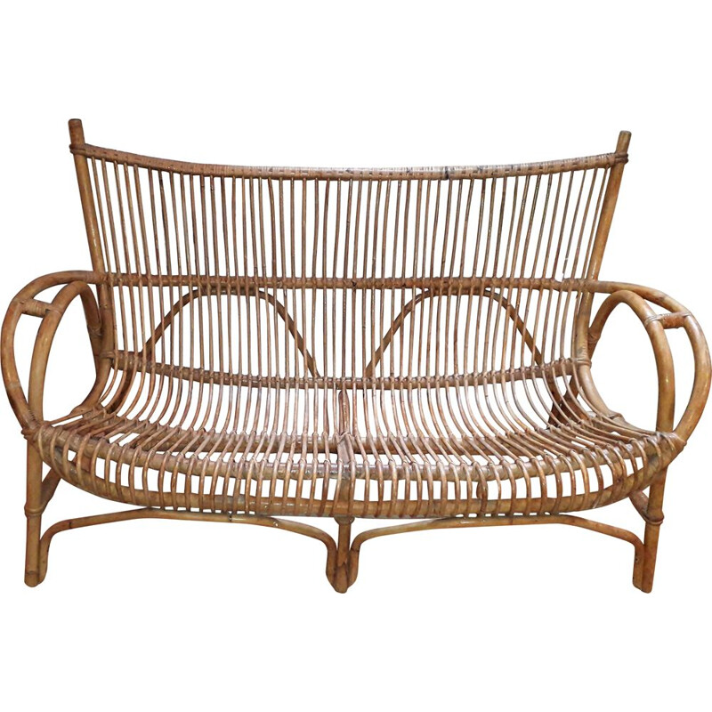 Vintage rattan sofa 1960