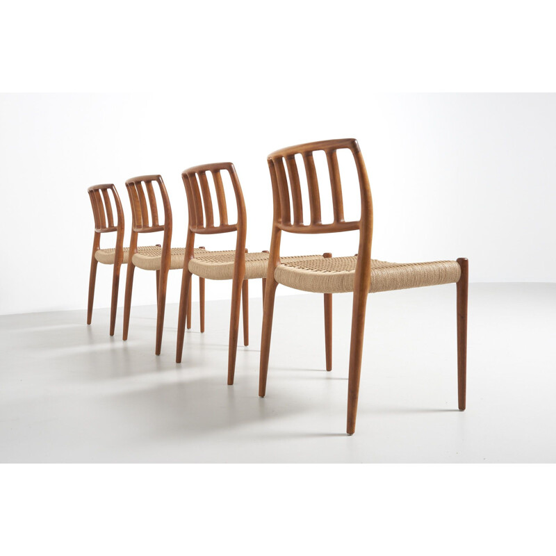 Vintage set of 4 dining chairs in teak by Niels O. Moller,1970