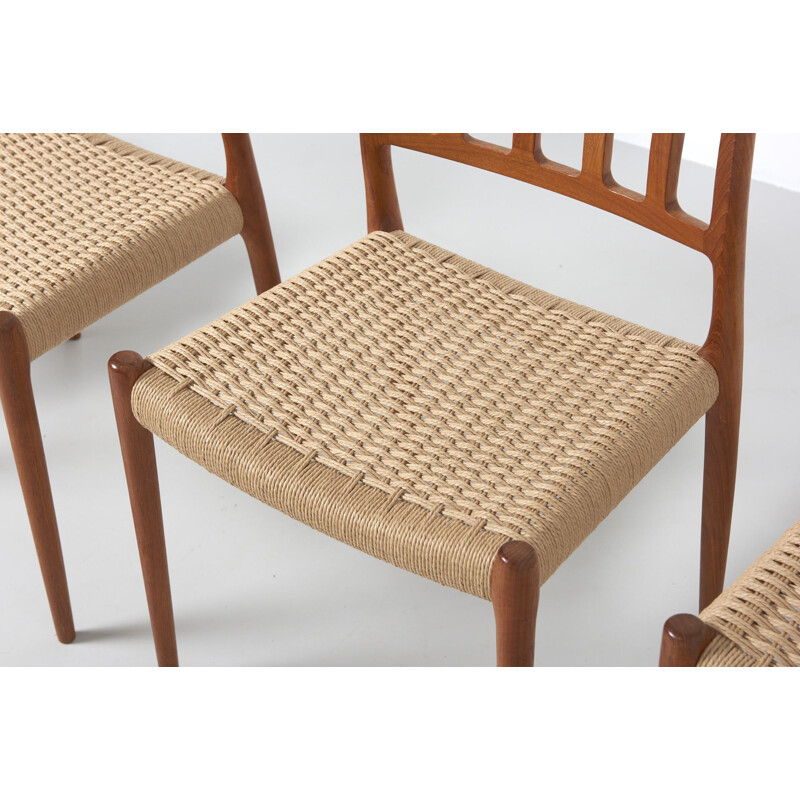 Vintage set of 4 dining chairs in teak by Niels O. Moller,1970