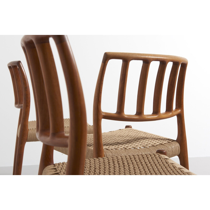 Vintage set of 4 dining chairs in teak by Niels O. Moller,1970