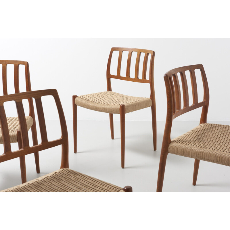 Vintage set of 4 dining chairs in teak by Niels O. Moller,1970