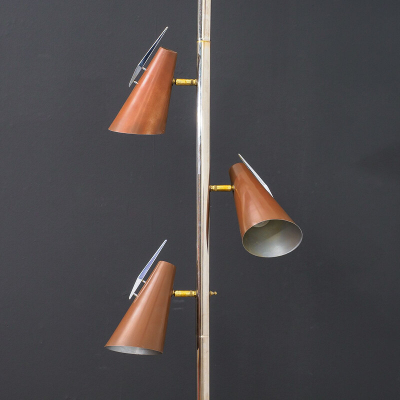 Vintage floor lamp brown metal 1950s 