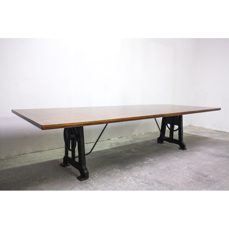 Vintage Dining Table Industrial in Walnut, UK 1950s