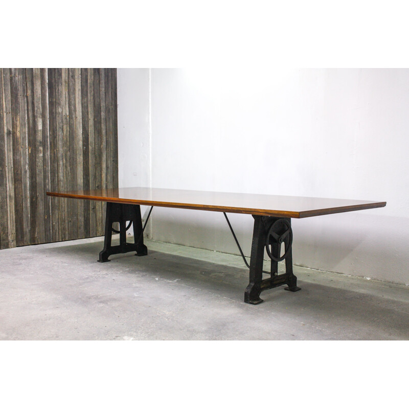 Vintage Dining Table Industrial in Walnut, UK 1950s