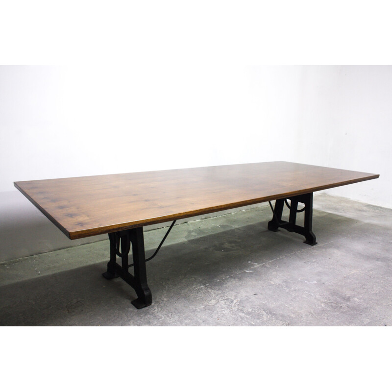 Vintage Dining Table Industrial in Walnut, UK 1950s