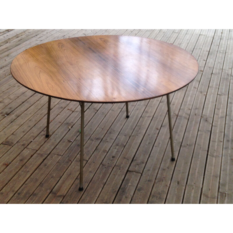 Table vintage ronde en palissandre Arne Jacobsen