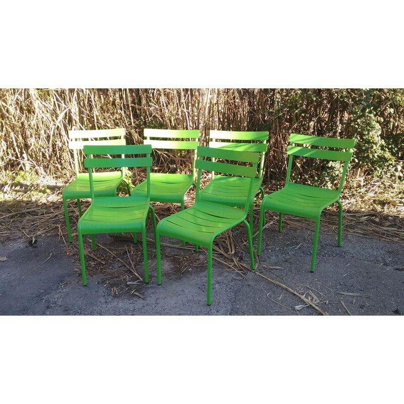 Ensemble de 6 chaises vintage terrasse bistrot vertes