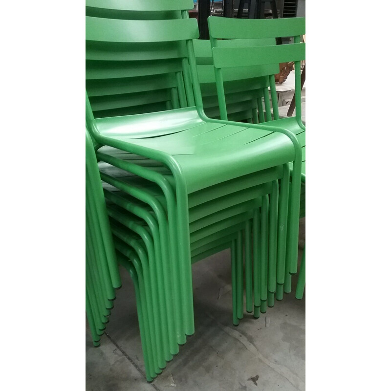 Set of 6 vintage chairs green bar terrace 