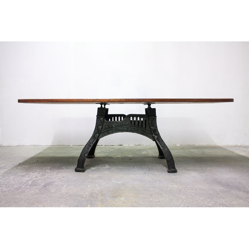 Vintage industrial table in solid oakwood, UK 1940