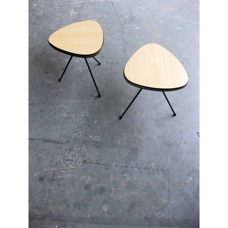 Set of 2 vintage side tables organic shape