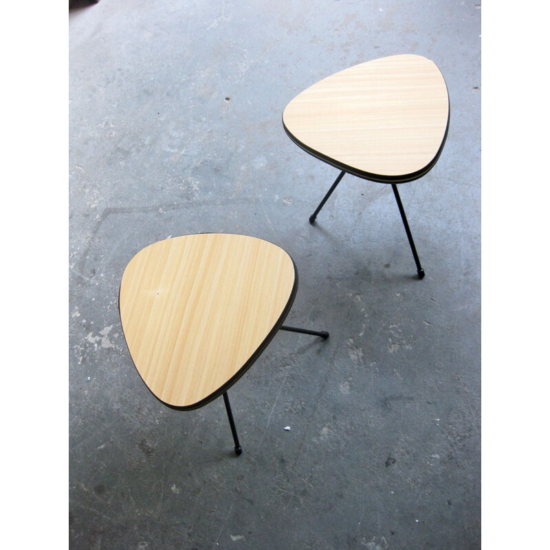 Set of 2 vintage side tables organic shape