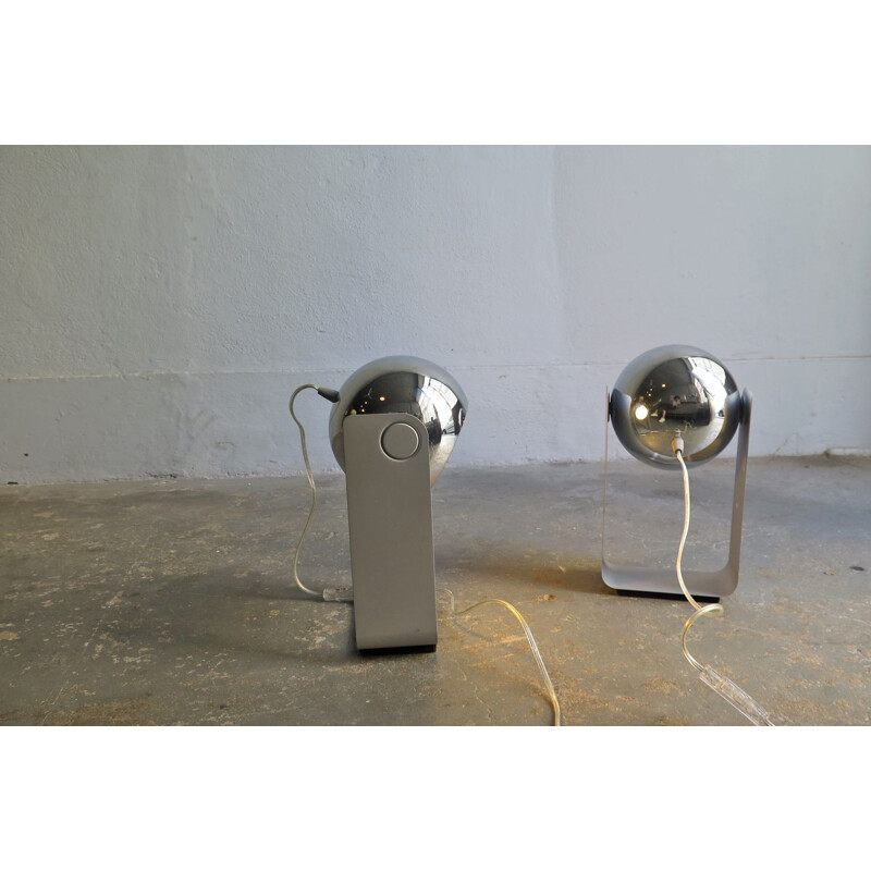 Set of 2 vintage table lamps in chrome adjustable 