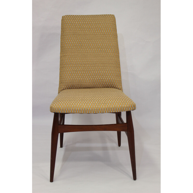 Vintage Chair Scandinavian in red teak Edition Lelièvre fabric 1960 