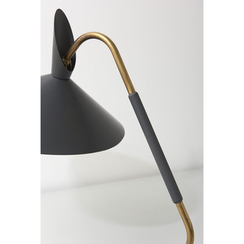 Vintage desk lamp in brass with grey shade 1950s