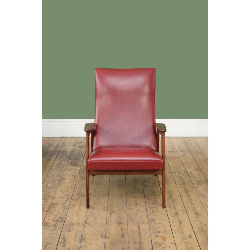 Vintage Armchair Burgundy Dutch Mid Century 