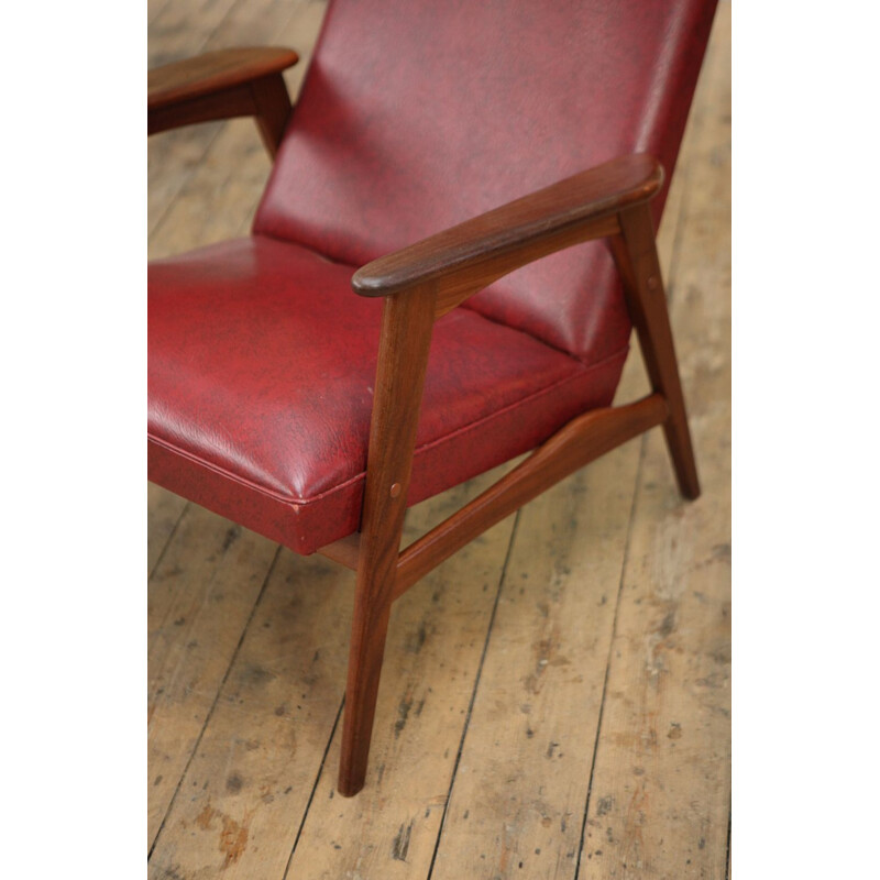 Vintage Armchair Burgundy Dutch Mid Century 