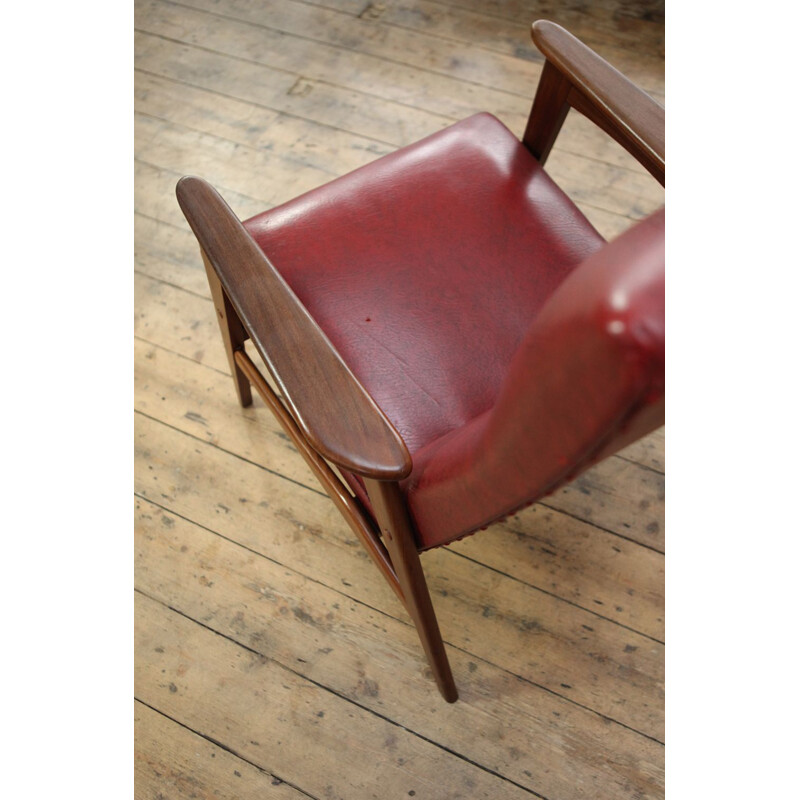 Vintage Armchair Burgundy Dutch Mid Century 