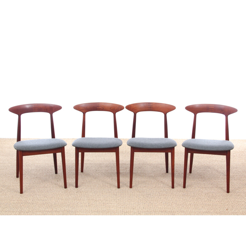 Set of 4 Scandinavian vintage teak chairs by Kurt Østervig