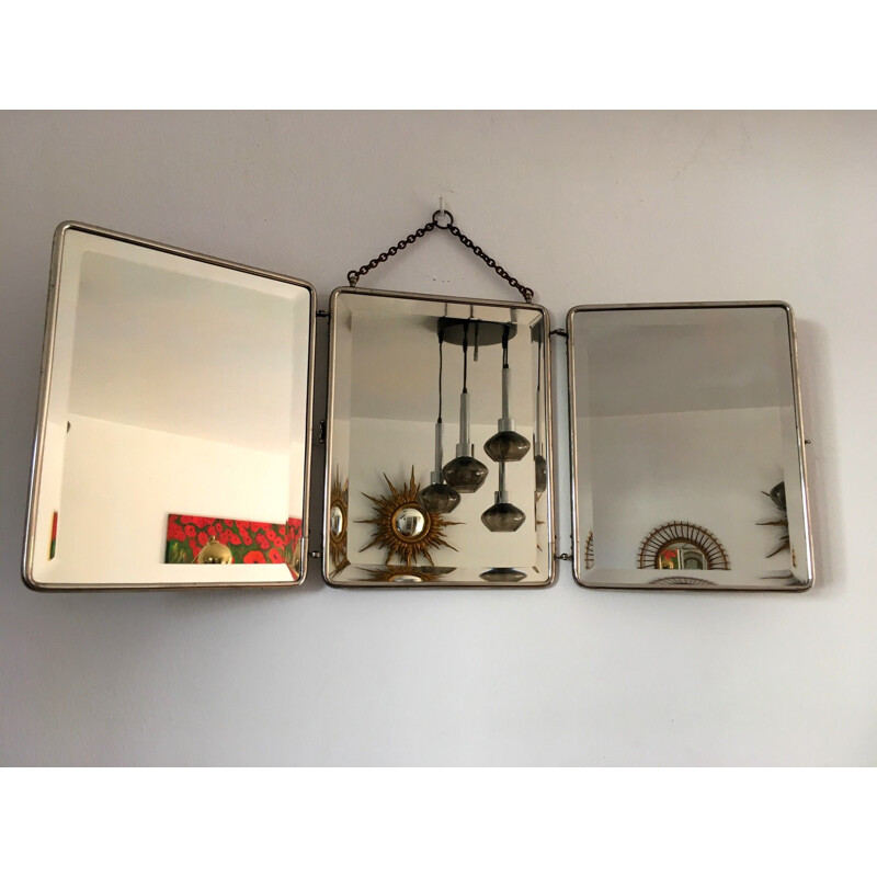 Miroir vintage de barbier triptyque