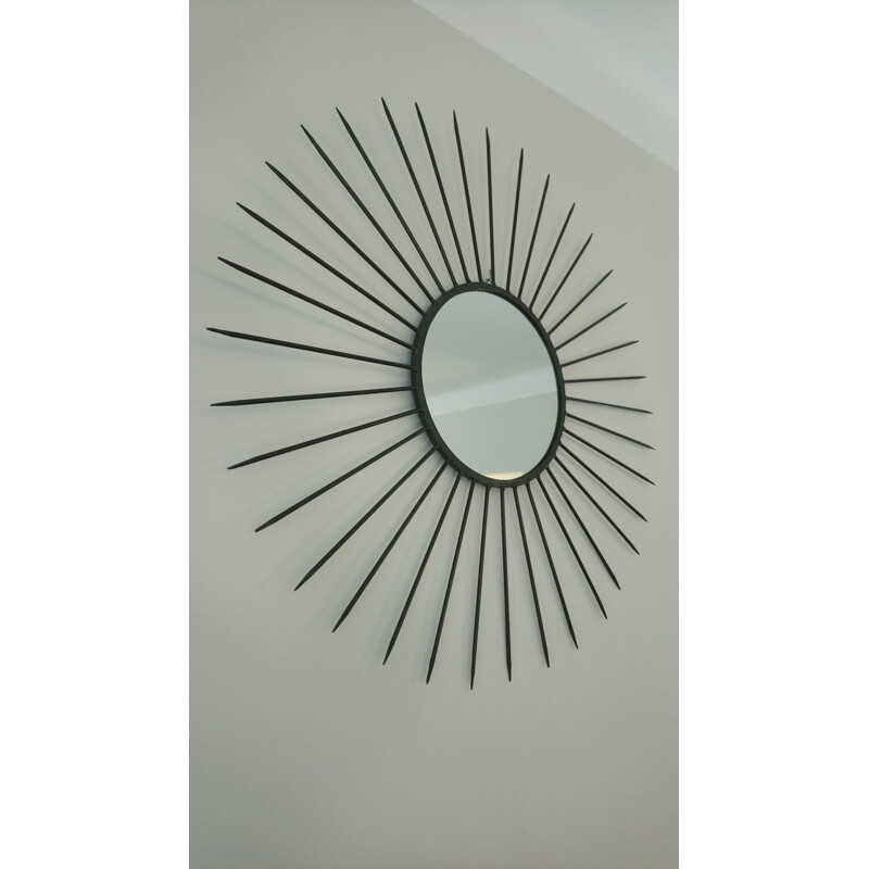 Vintage Sun black iron mirror