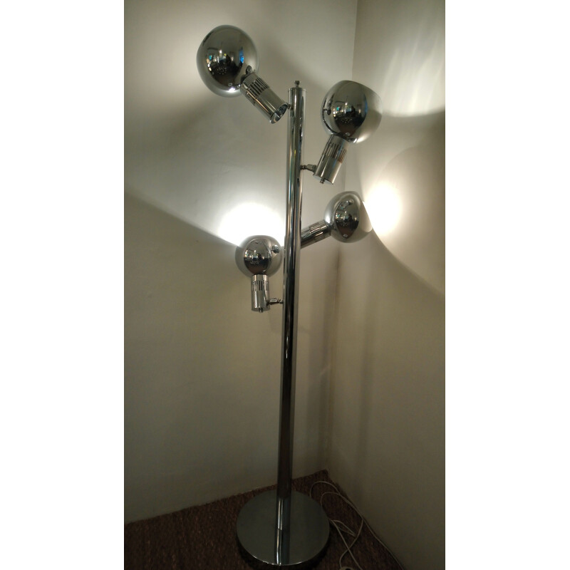 Vintage floor lamp in chrome 4 spots