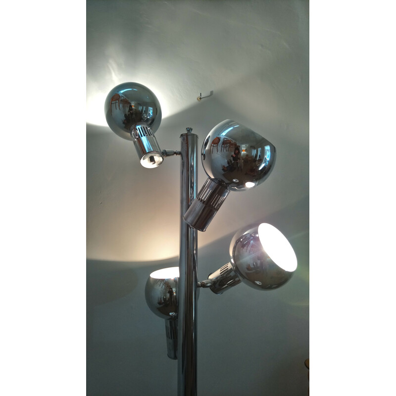 Vintage floor lamp in chrome 4 spots