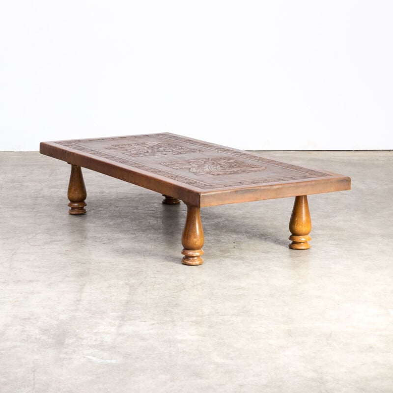 Vintage Angel Pazmino leather coffee table for Muebles de Estilo