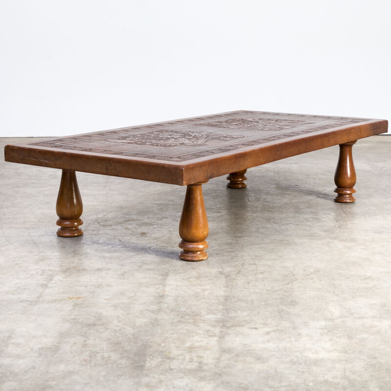 Table basse vintage Angel Pazmino en cuir pour Muebles de Estilo