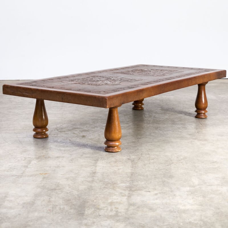 Vintage Angel Pazmino leather coffee table for Muebles de Estilo