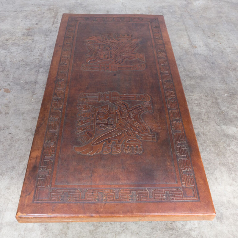 Vintage Angel Pazmino leather coffee table for Muebles de Estilo