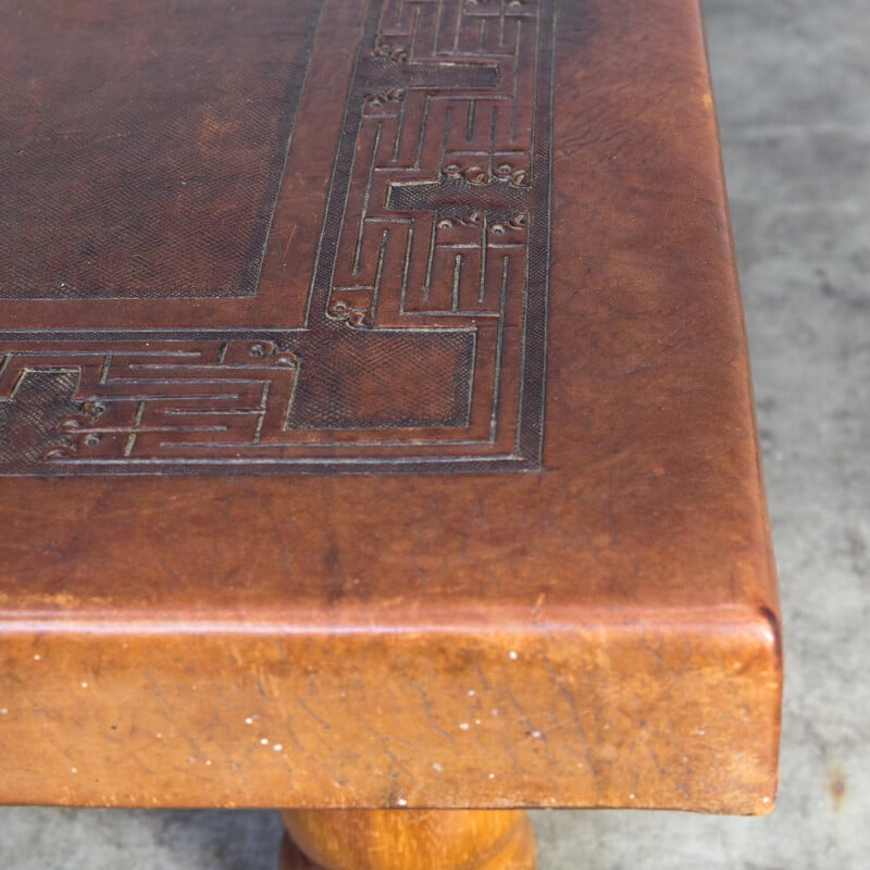 Vintage Angel Pazmino leather coffee table for Muebles de Estilo