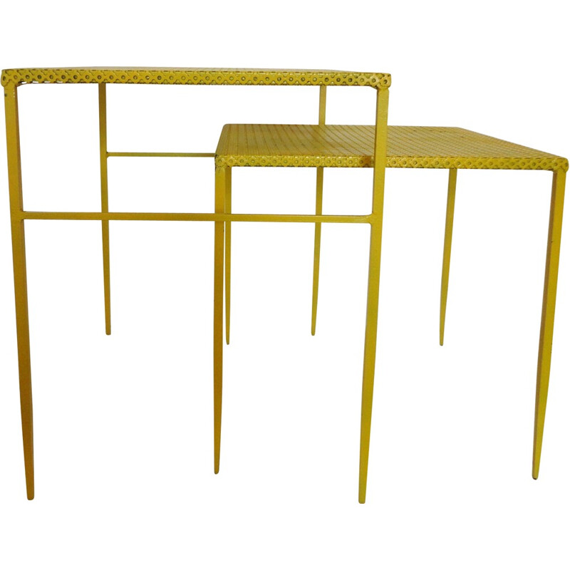 Pair of lacquered metal side tables, Mathieu MATEGOT - 1950s