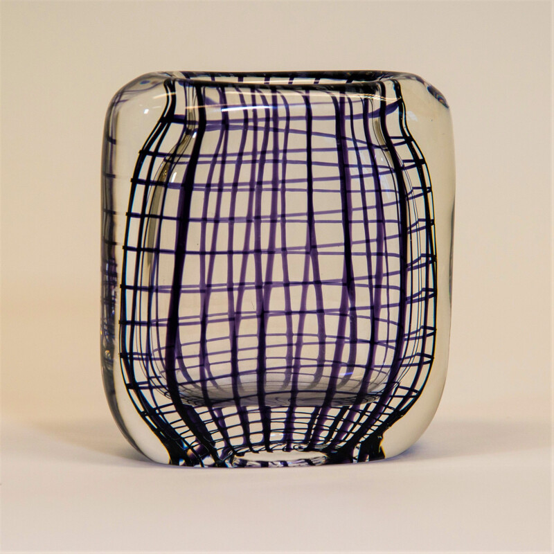 Vase of glass with purple lines, Hermann Bongard 1950s