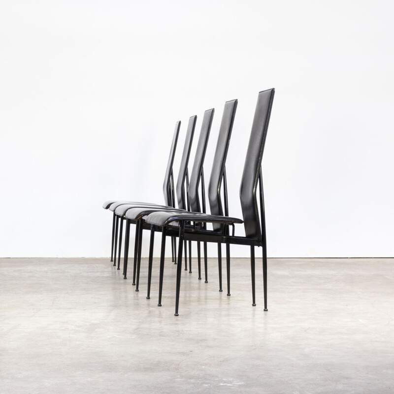 Set of 5 leather chairs by Fasem