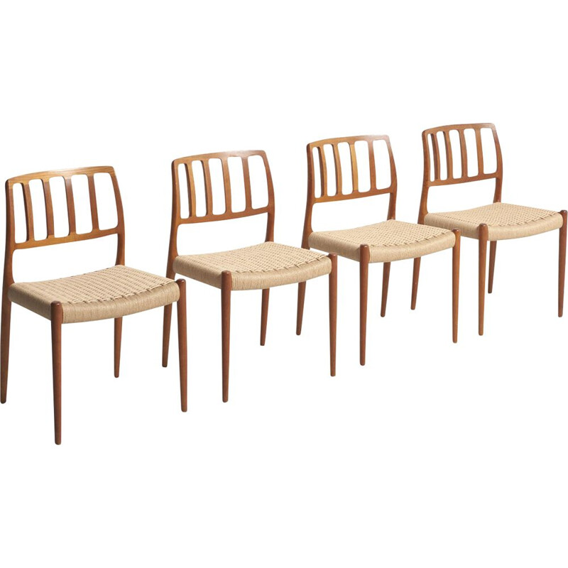 Vintage set of 4 dining chairs in teak by Niels O. Moller,1970