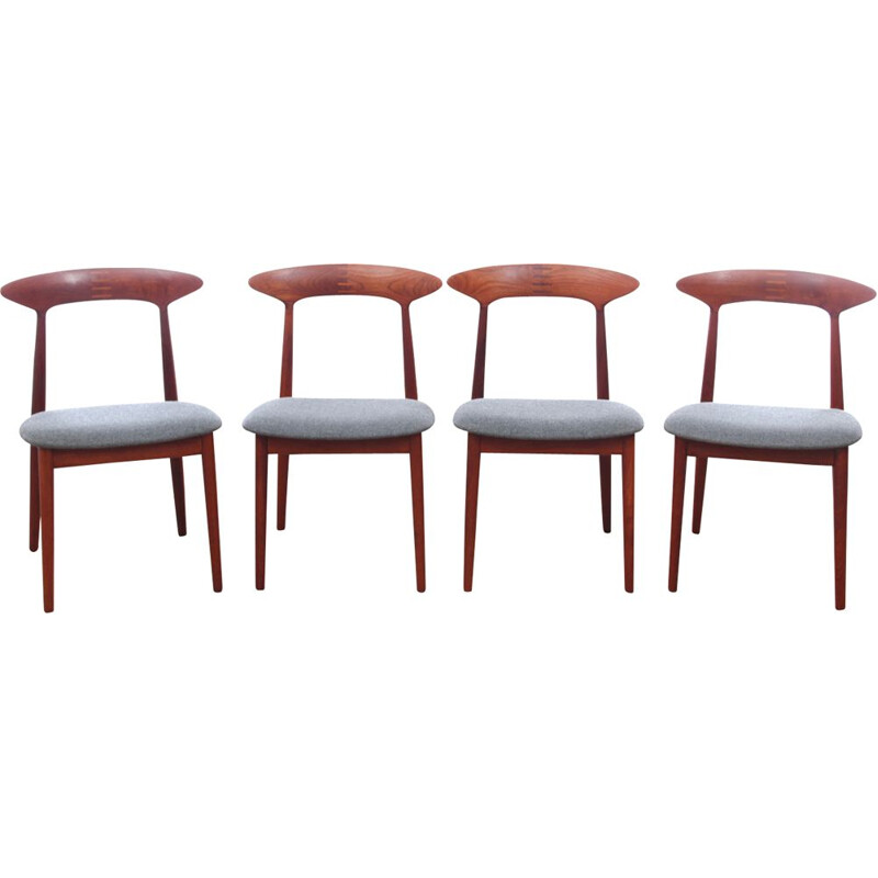 Set of 4 Scandinavian vintage teak chairs by Kurt Østervig