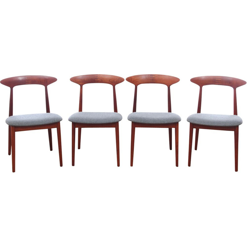 Suite de 4 chaises vintage scandinaves en teck de Kurt Østervig