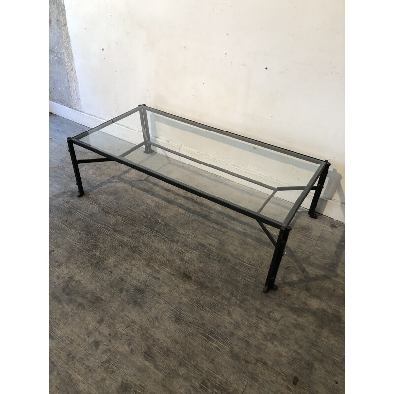 Table basse rectangulaire avec plateau en verre