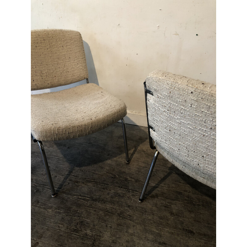 Pair of vintage low chairs in wool