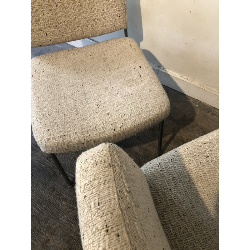 Pair of vintage low chairs in wool