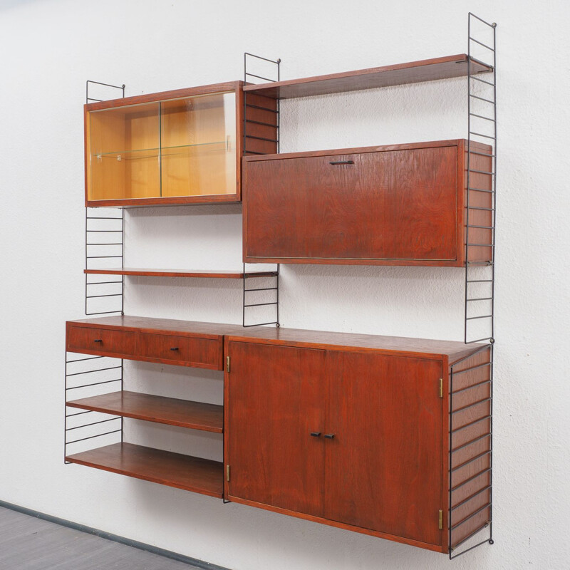 Vintage shelving system in teak modular 1960s