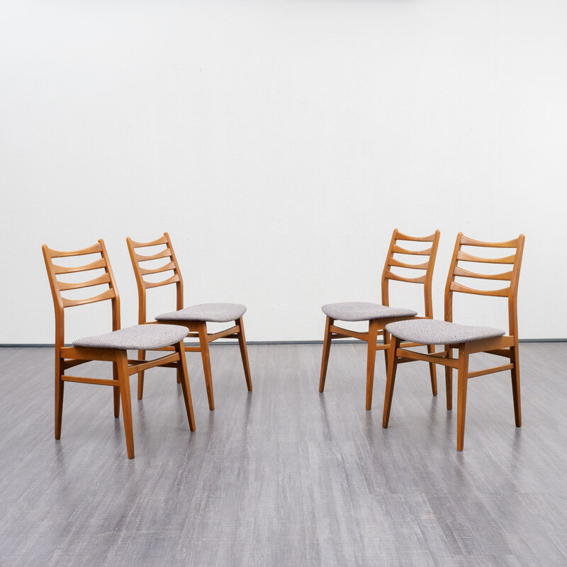 Set of four vintage dining chairs in beech 1960s
