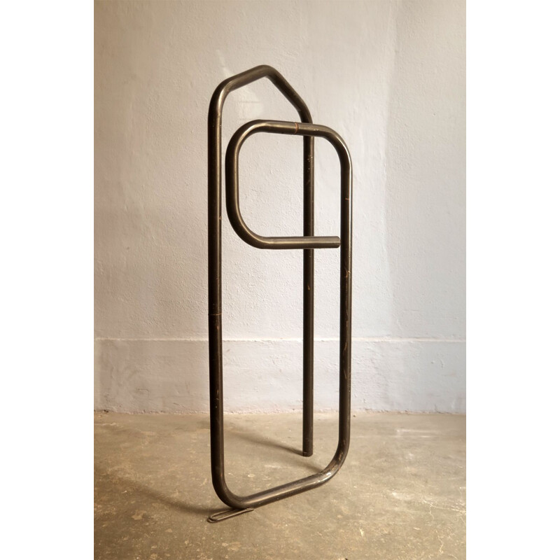 Vintage coat rack black lacquered metal tube 