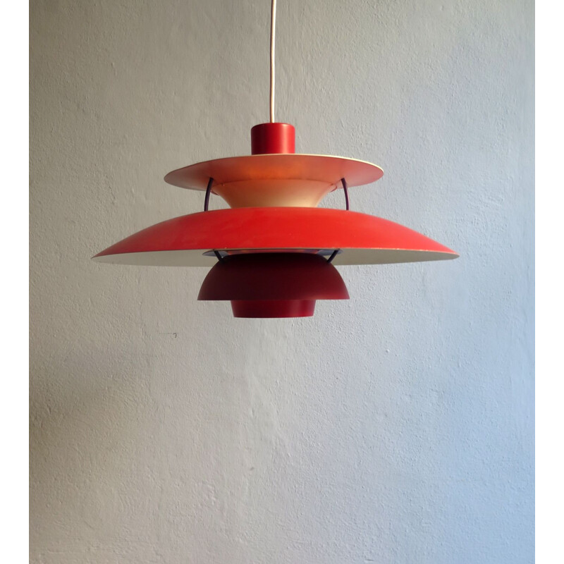 Vintage hanging lamp Red PH5 Scandinavian 1950s
